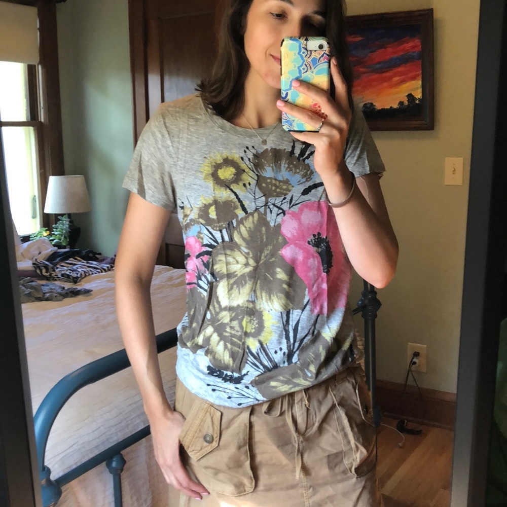 Jcrew grey flower T-shirt